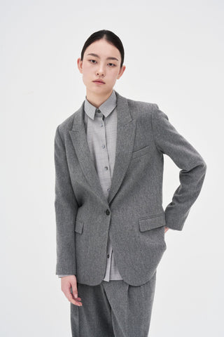 One Button Wool Blazer _ Mid-Grey