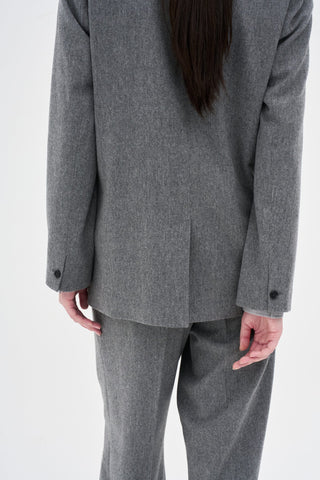 One Button Wool Blazer _ Mid-Grey