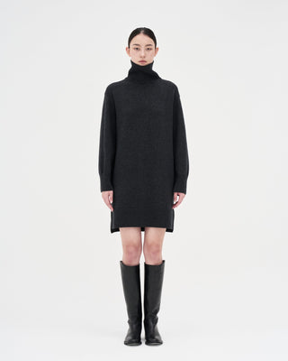 Wool Cashmere Knit Dress _ Charcoal