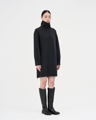 Wool Cashmere Knit Dress _ Charcoal