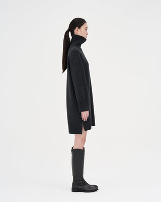 Wool Cashmere Knit Dress _ Charcoal