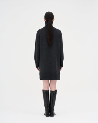 Wool Cashmere Knit Dress _ Charcoal
