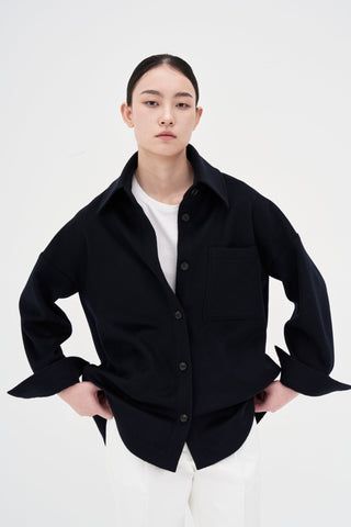 Wool Cash Shirt _ Navy