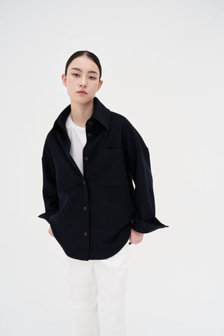 Wool Cash Shirt _ Navy