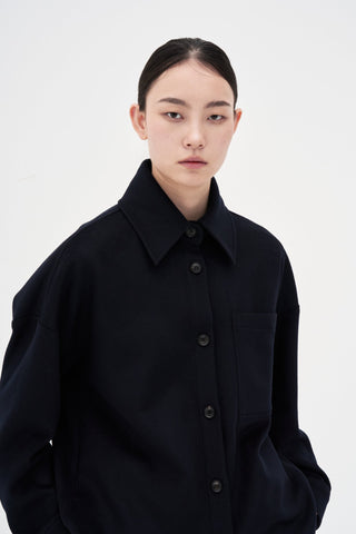 Wool Cash Shirt _ Navy