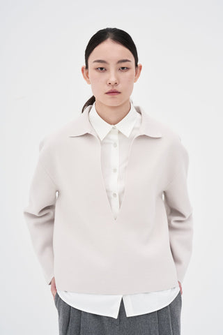 Long Slit Knit _ Cloud Dancer