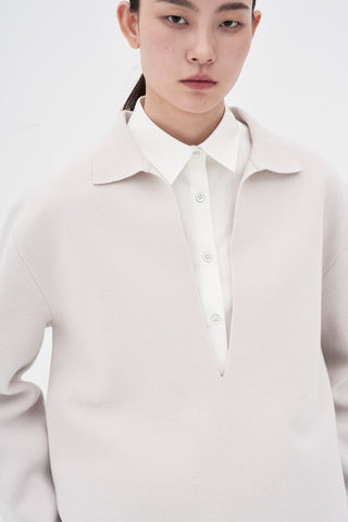 Long Slit Knit _ Cloud Dancer