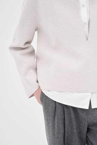 Long Slit Knit _ Cloud Dancer
