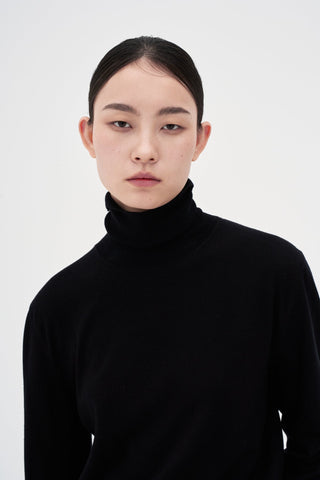 Wool Turtleneck Knit _ Black