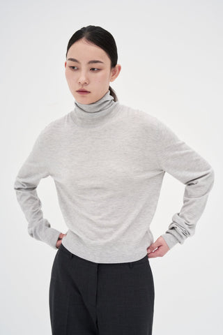 Wool Turtleneck Knit _ Light Grey