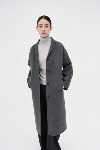Handmade Mid-length Wool Coat _ Mid-Grey