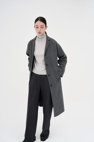 Handmade Mid-length Wool Coat _ Mid-Grey