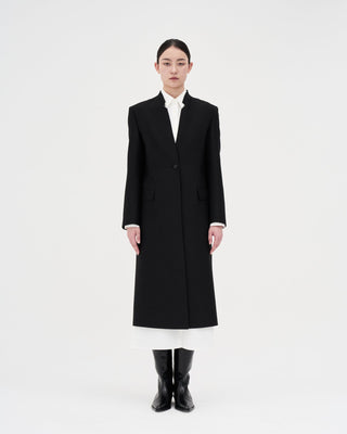 Wool Silk Maxi Coat _ Black