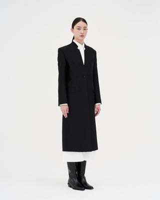 Wool Silk Maxi Coat _ Black