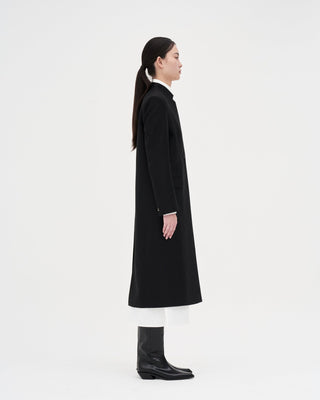 Wool Silk Maxi Coat _ Black
