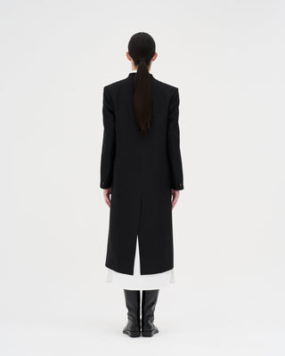 Wool Silk Maxi Coat _ Black