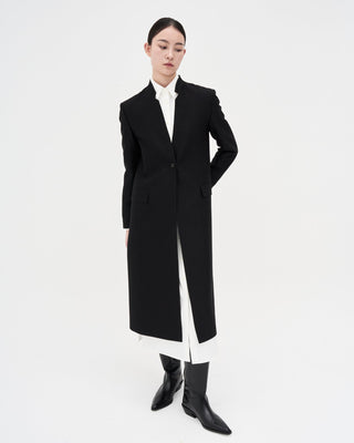 Wool Silk Maxi Coat _ Black