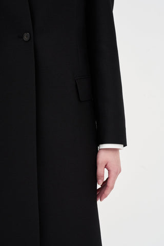 Wool Silk Maxi Coat _ Black