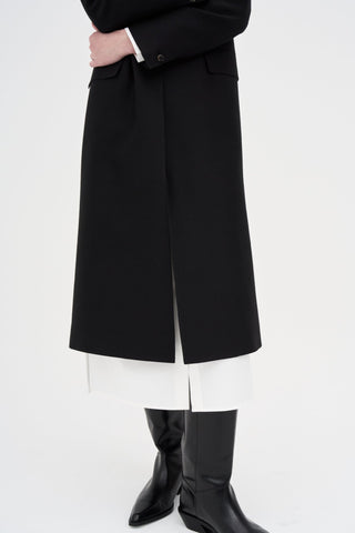Wool Silk Maxi Coat _ Black