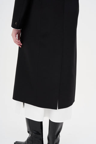 Wool Silk Maxi Coat _ Black