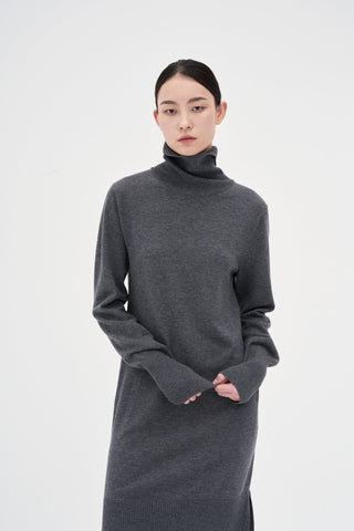 Wool Knit Dress _ Mid-Grey