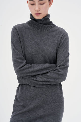 Wool Knit Dress _ Mid-Grey
