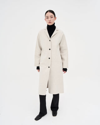 Handmade Mid-length Wool Coat _ Soft Cloud