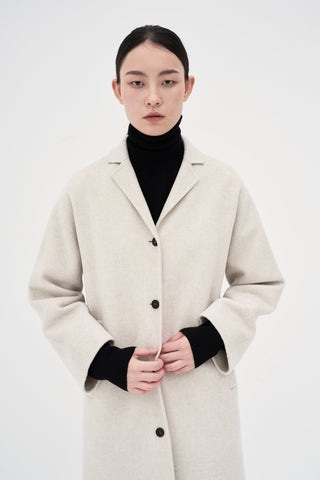 Handmade Mid-length Wool Coat _ Soft Cloud