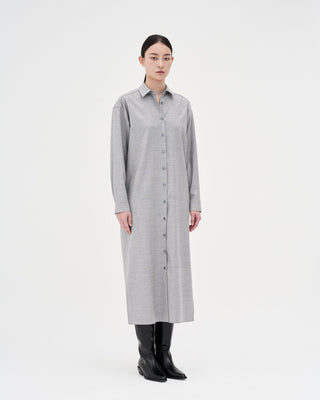Wool Silk Shirt Dress _ Light Grey