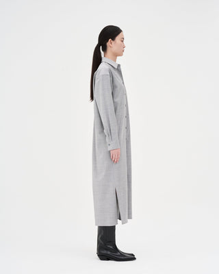 Wool Silk Shirt Dress _ Light Grey