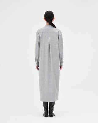 Wool Silk Shirt Dress _ Light Grey