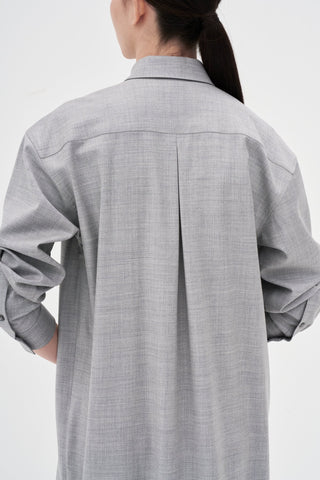 Wool Silk Shirt Dress _ Light Grey