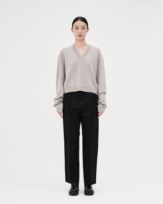 V-neck Knit _ White Sand