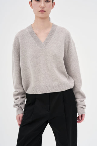 V-neck Knit _ White Sand